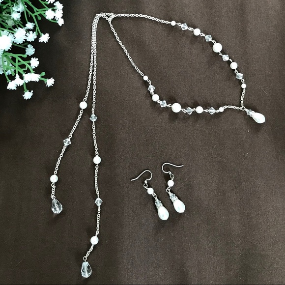 Bridal lariat necklace and matching earrings - Picture 2 of 3